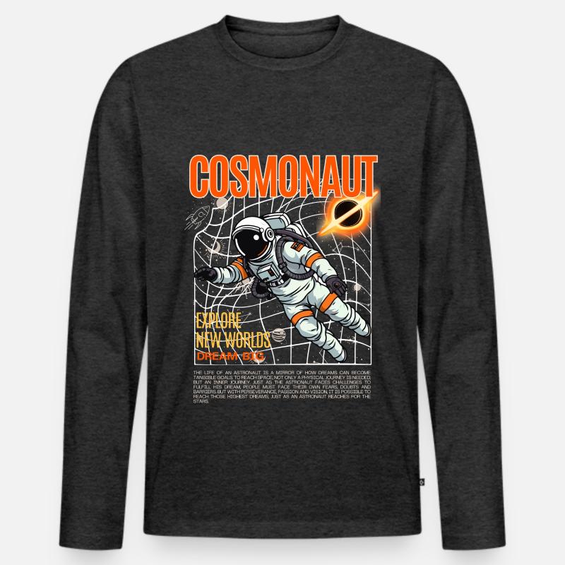 Orbit Astronaut - Kosmonaut - Männer Premium Bio Langarmshirt - Anthrazit meliert