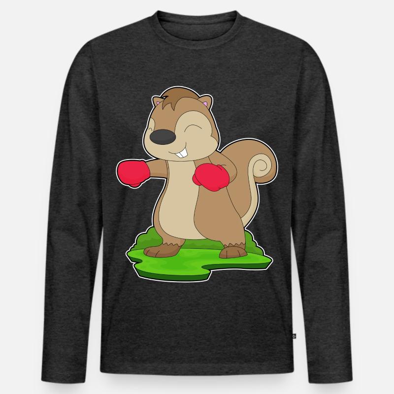 Eichhörnchen Boxer Boxhandschuhe Boxen - Männer Premium Bio Langarmshirt - Anthrazit meliert