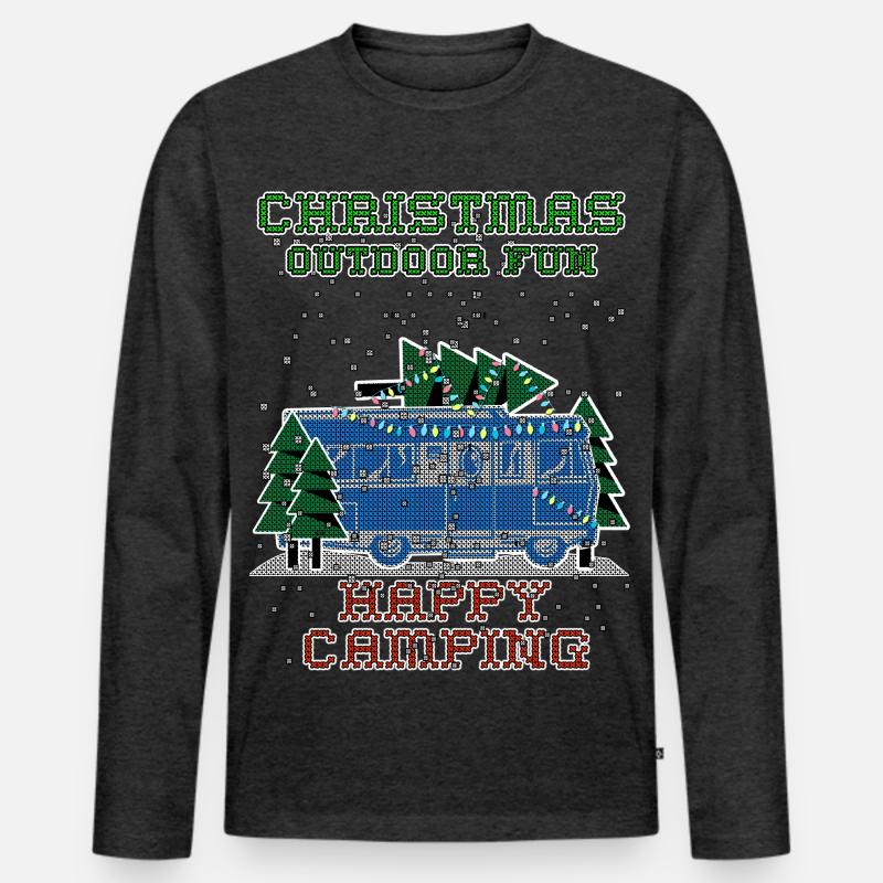 christmas Camping - Männer Premium Bio Langarmshirt - Anthrazit meliert