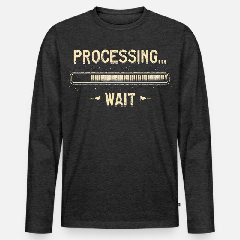 Processing... Please Wait - Männer Premium Bio Langarmshirt - Anthrazit meliert