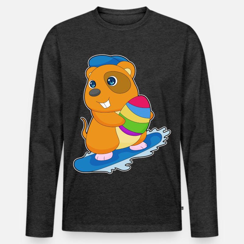 Hamster Ostern Snowboard - Männer Premium Bio Langarmshirt - Anthrazit meliert