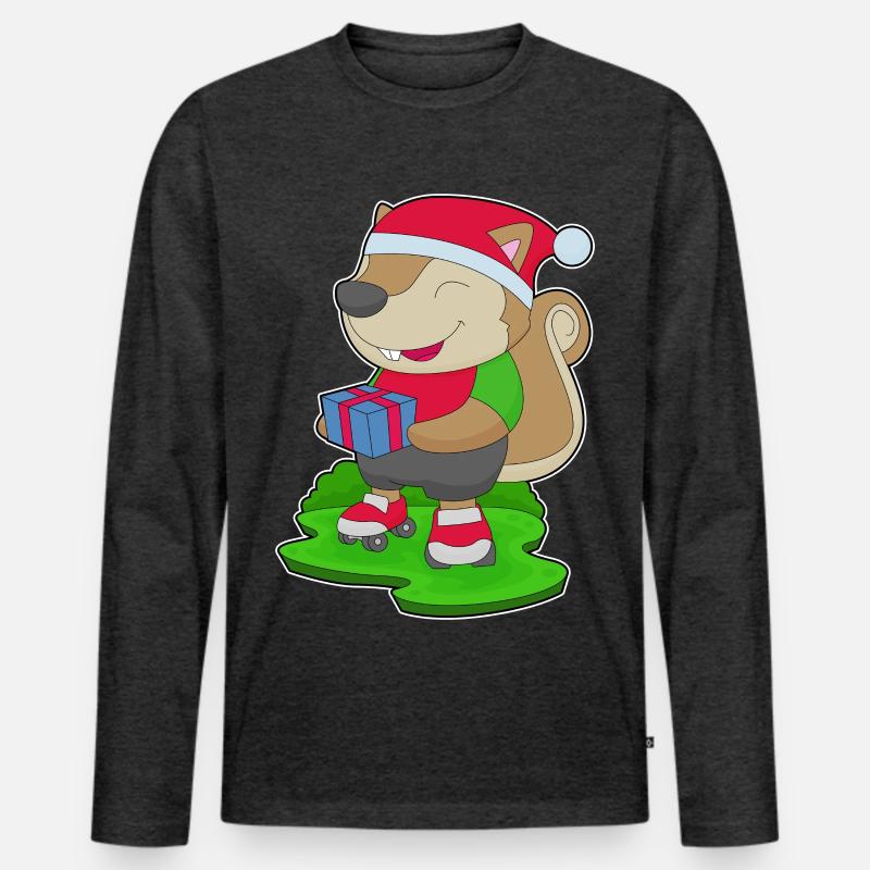 Eichhörnchen Weihnachten Inline skating - Männer Premium Bio Langarmshirt - Anthrazit meliert