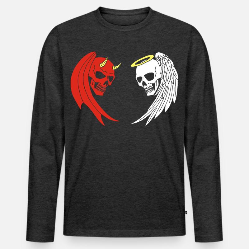 Engel und Dämon Skelett - Männer Premium Bio Langarmshirt - Anthrazit meliert