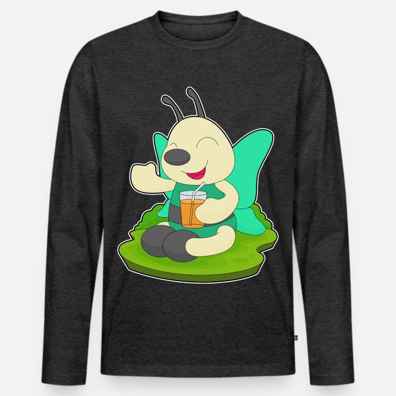 Schmetterling Saft - Männer Premium Bio Langarmshirt - Anthrazit meliert
