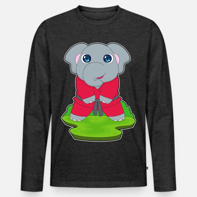 Elefant Kampfkunst Karate - Männer Premium Bio Langarmshirt - Anthrazit meliert