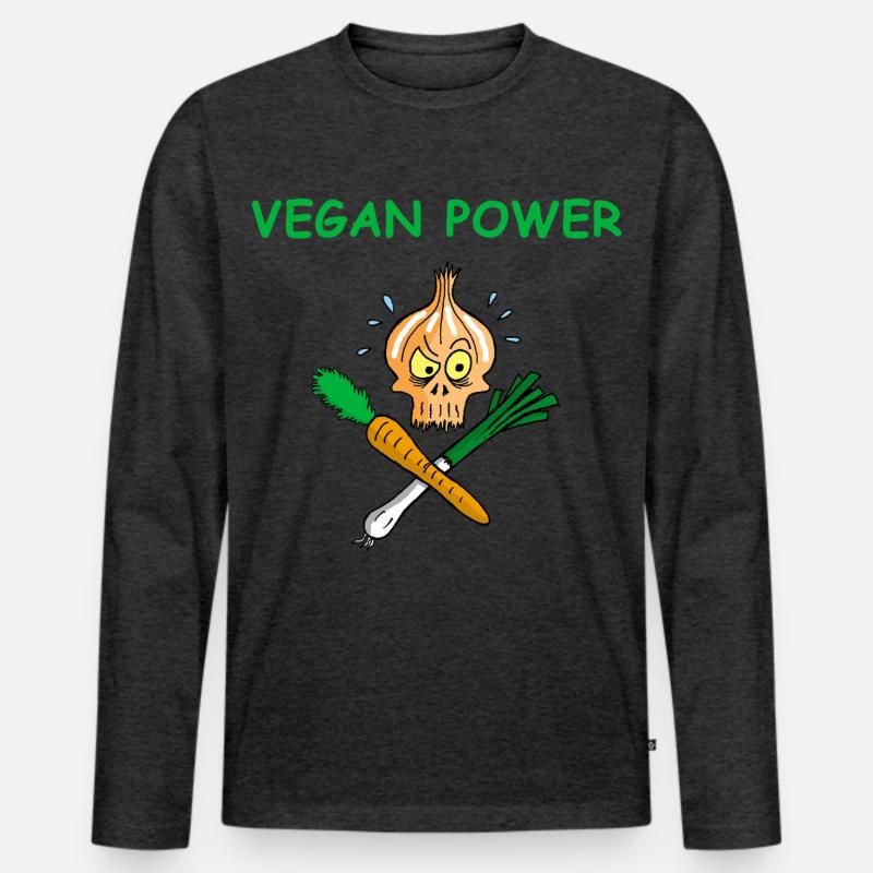 Die Kraft der Veganer - Männer Premium Bio Langarmshirt - Anthrazit meliert