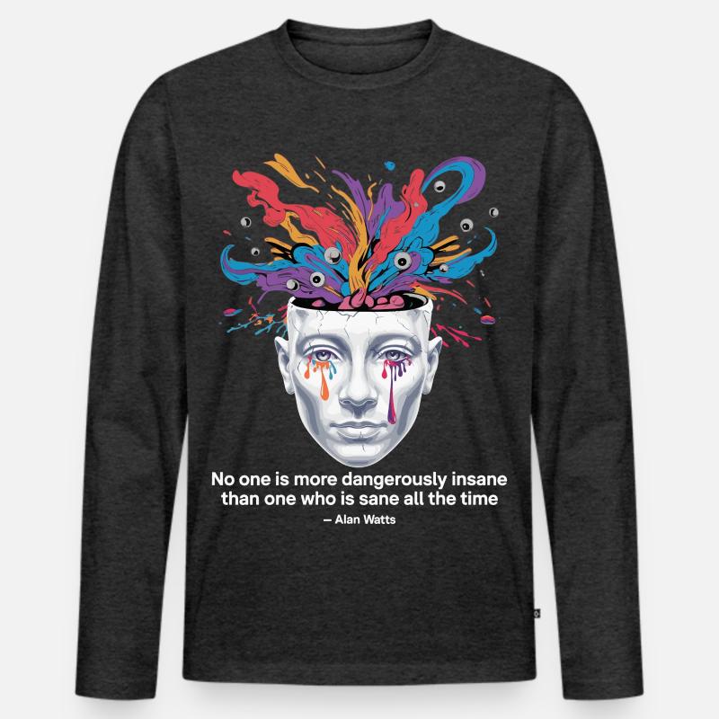 Mind Unleashed | Watts Psychedelic Insight - Men's Premium Organic Long Sleeve Shirt - heather anthracite