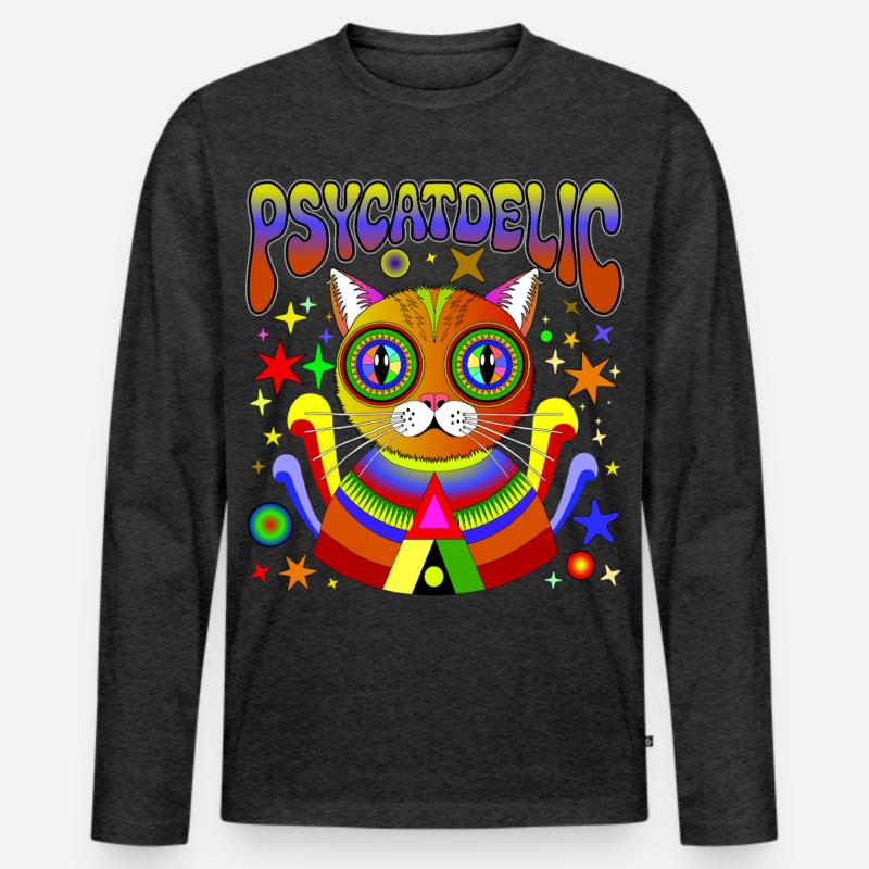 PSYCATDELIC - Men's Premium Organic Long Sleeve Shirt - heather anthracite
