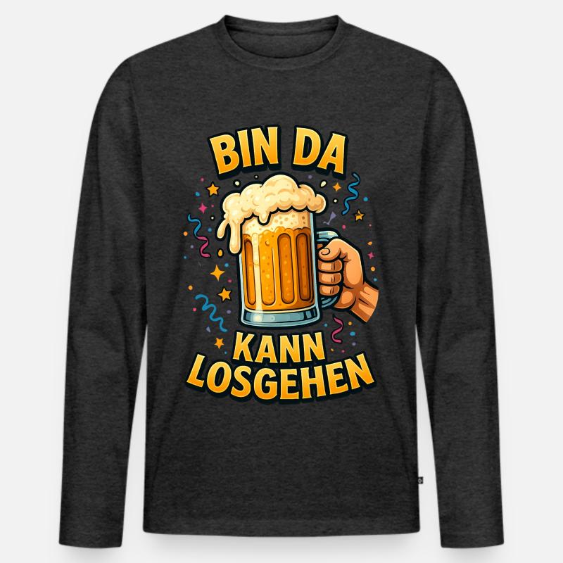 Bier Bierflasche Bierzelt Bierkrug Biergarten - Männer Premium Bio Langarmshirt - Anthrazit meliert