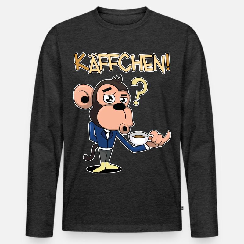 Käffchen, bitte! - Männer Premium Bio Langarmshirt - Anthrazit meliert