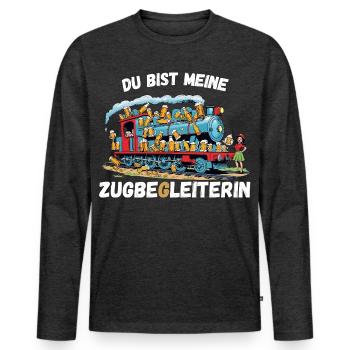 Cooles Party Shirt- ZUGBEGLEITERIN - Männer Premium Bio Langarmshirt - Anthrazit meliert - Vorne - Nico (187cm)