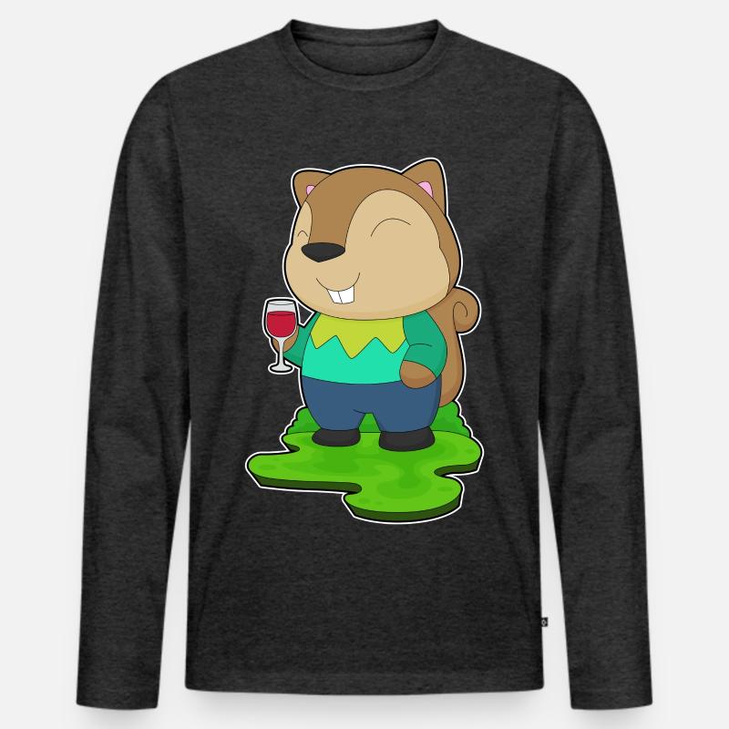 Eichhörnchen Rotwein - Männer Premium Bio Langarmshirt - Anthrazit meliert