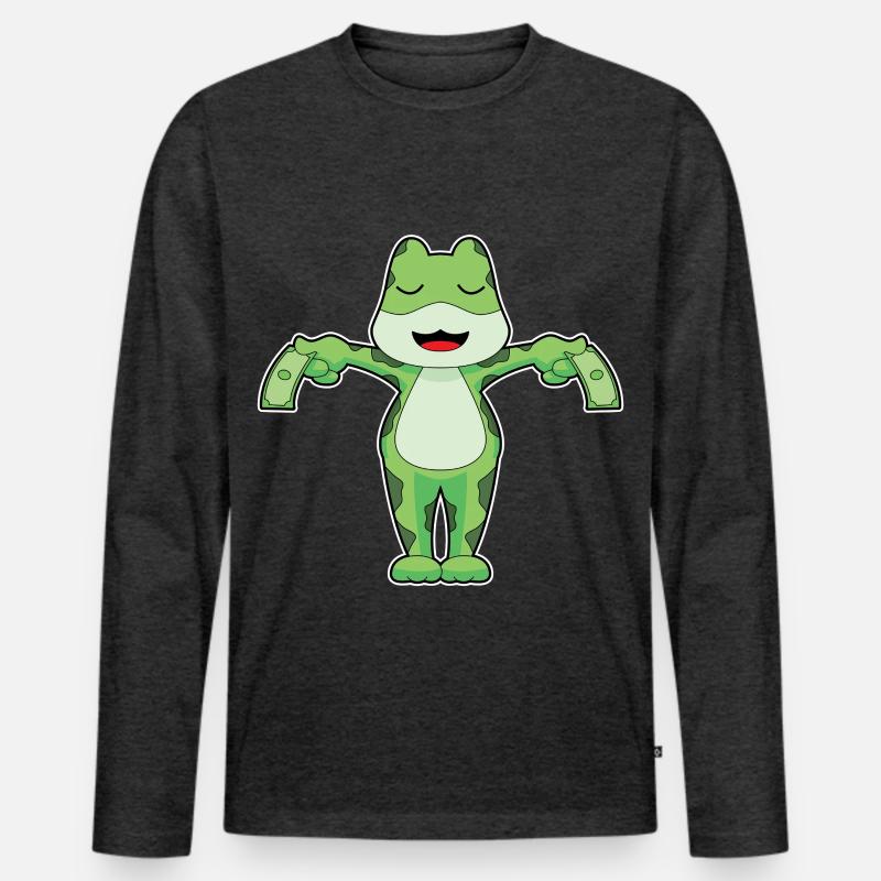 Frosch Banknote - Männer Premium Bio Langarmshirt - Anthrazit meliert