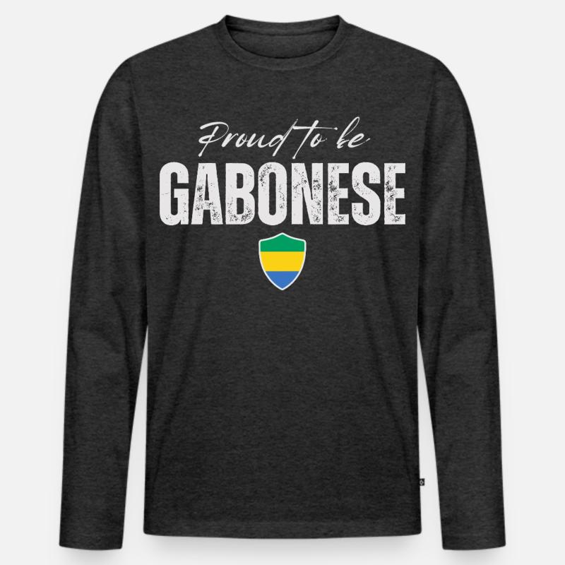Gabuner stolz, Made in Gabon - Männer Premium Bio Langarmshirt - Anthrazit meliert