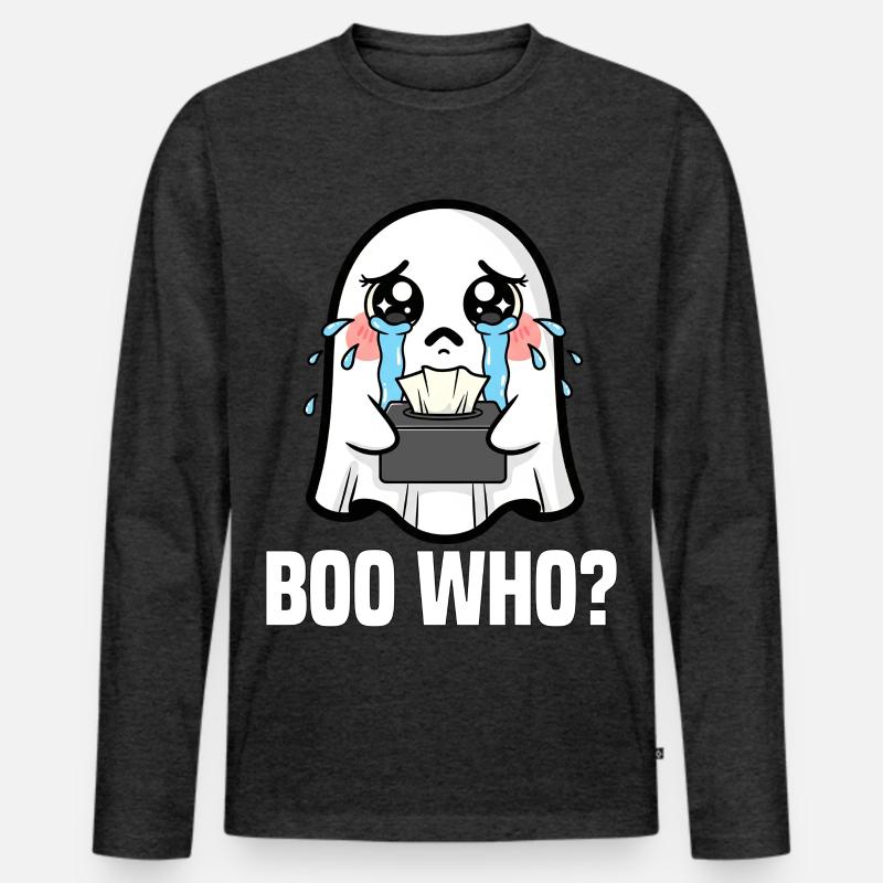 WER WIRD AUSGEBUHT? - GHOST HALLOWEEN - Männer Premium Bio Langarmshirt - Anthrazit meliert