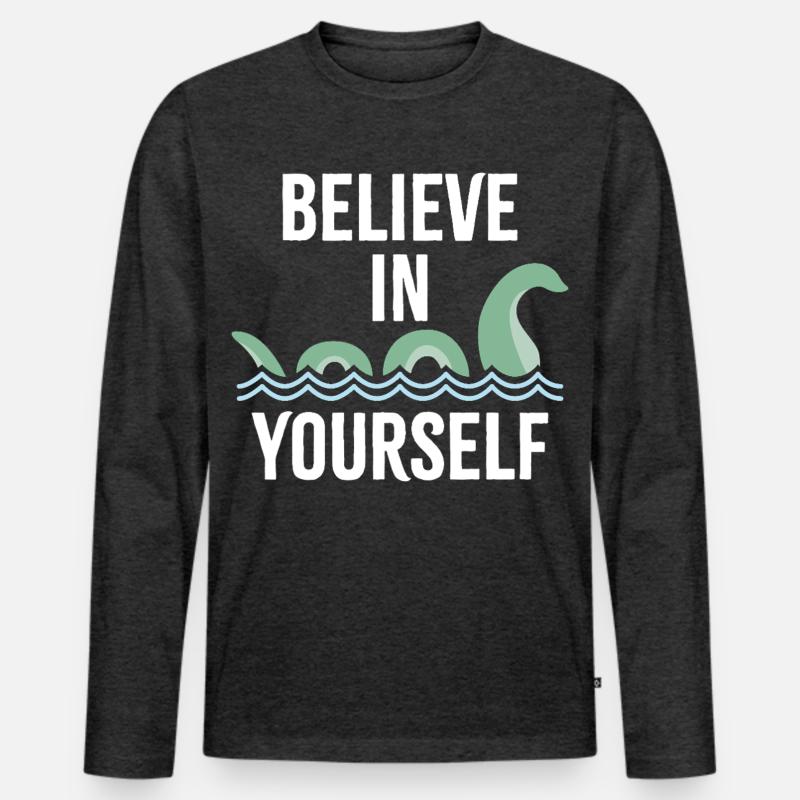 an sich selbst glauben - Männer Premium Bio Langarmshirt - Anthrazit meliert