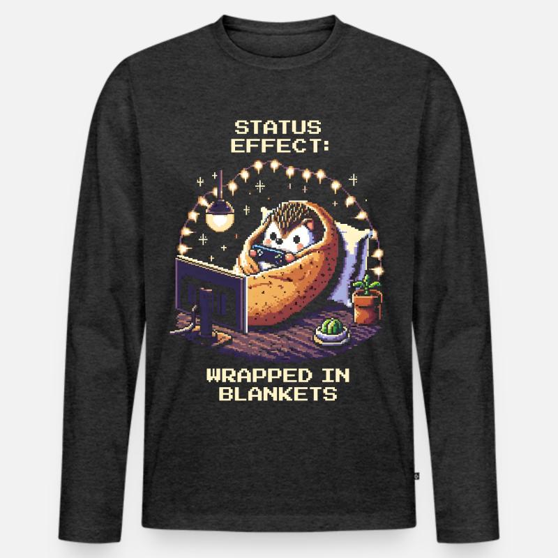 Status: Eingekuschelt in Decken - Männer Premium Bio Langarmshirt - Anthrazit meliert