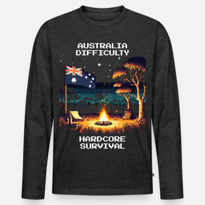 Australien: Hardcore-Survival | Outback - Männer Premium Bio Langarmshirt - Anthrazit meliert