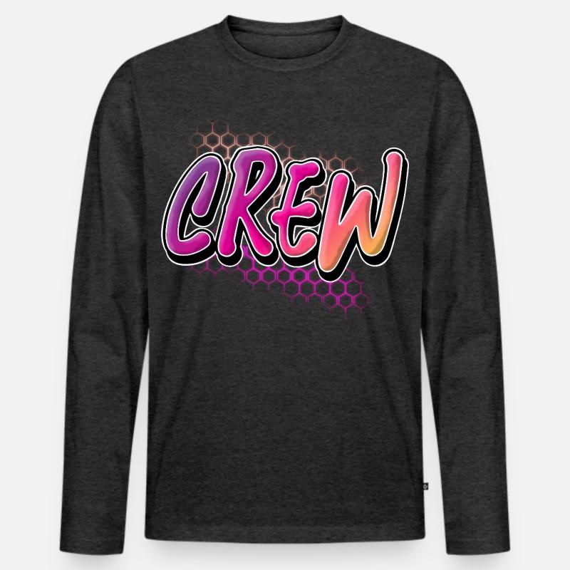 Crew - Männer Premium Bio Langarmshirt - Anthrazit meliert