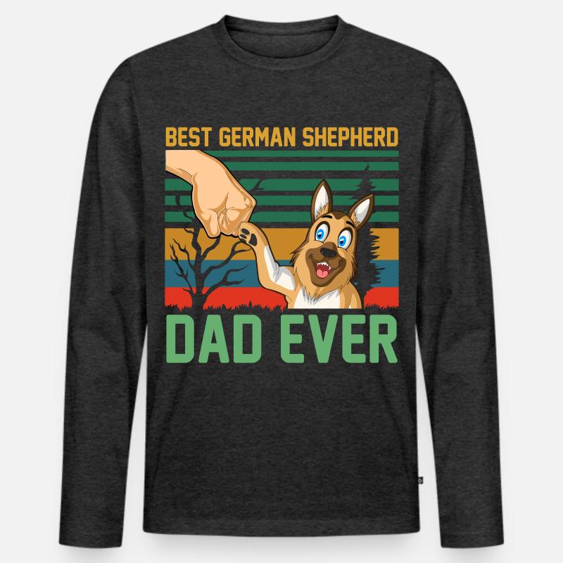 Bester Deutscher Schäferhund Papa - Männer Premium Bio Langarmshirt - Anthrazit meliert
