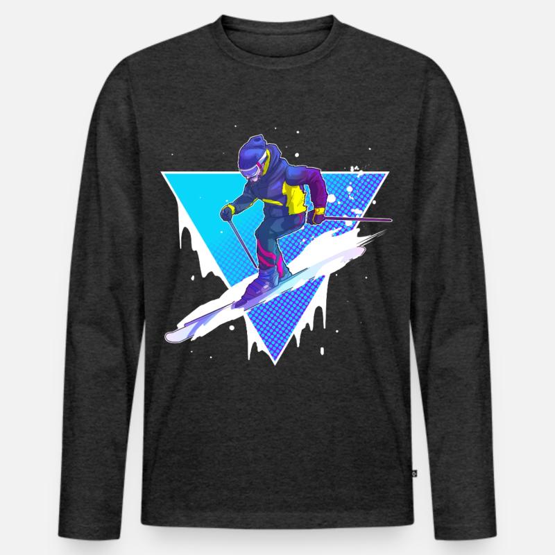 Ski - Männer Premium Bio Langarmshirt - Anthrazit meliert
