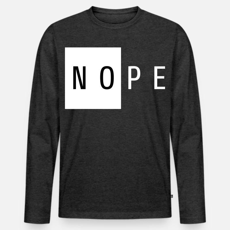 Nope White Geschenk - Männer Premium Bio Langarmshirt - Anthrazit meliert
