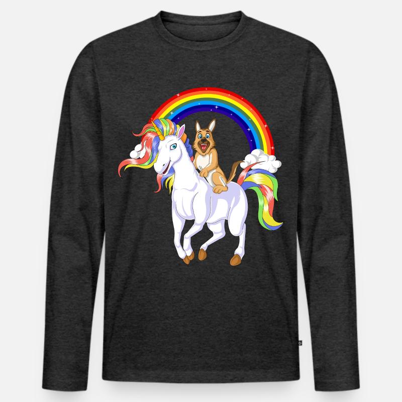 Deutscher Schäferhund Einhorn - Männer Premium Bio Langarmshirt - Anthrazit meliert