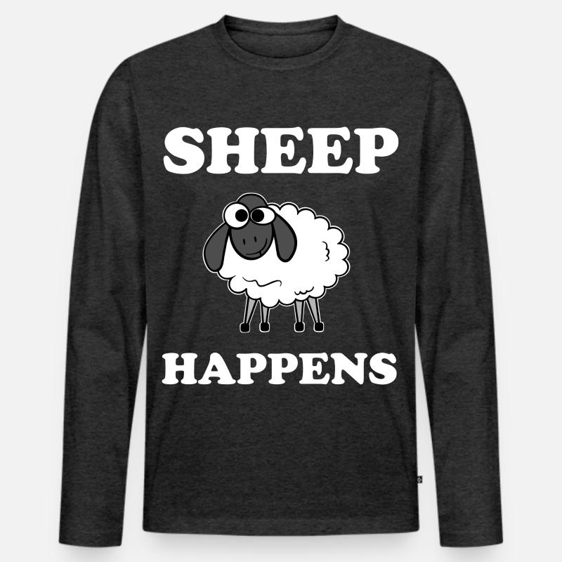 Sheep Happens - Männer Premium Bio Langarmshirt - Anthrazit meliert
