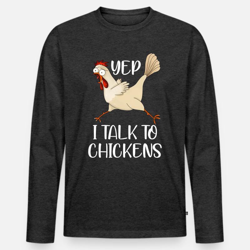 Ich spreche mit Hühnchen - Männer Premium Bio Langarmshirt - Anthrazit meliert