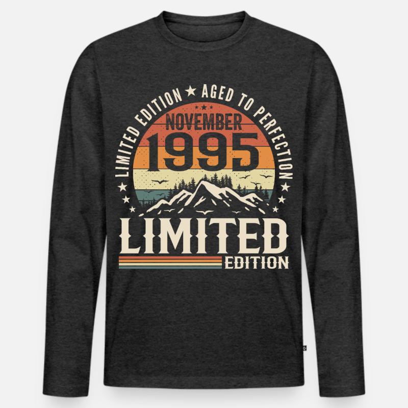 November 1995 Einzigartiges Retro-Jubiläum - Männer Premium Bio Langarmshirt - Anthrazit meliert