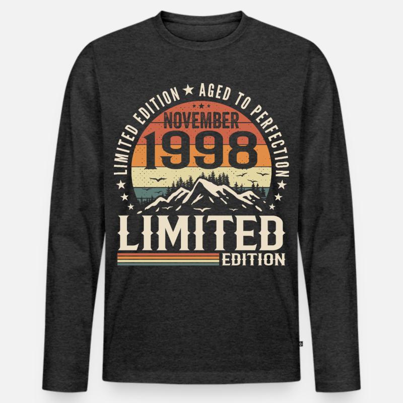 November 1998 Einzigartiges Retro-Jubiläum - Männer Premium Bio Langarmshirt - Anthrazit meliert