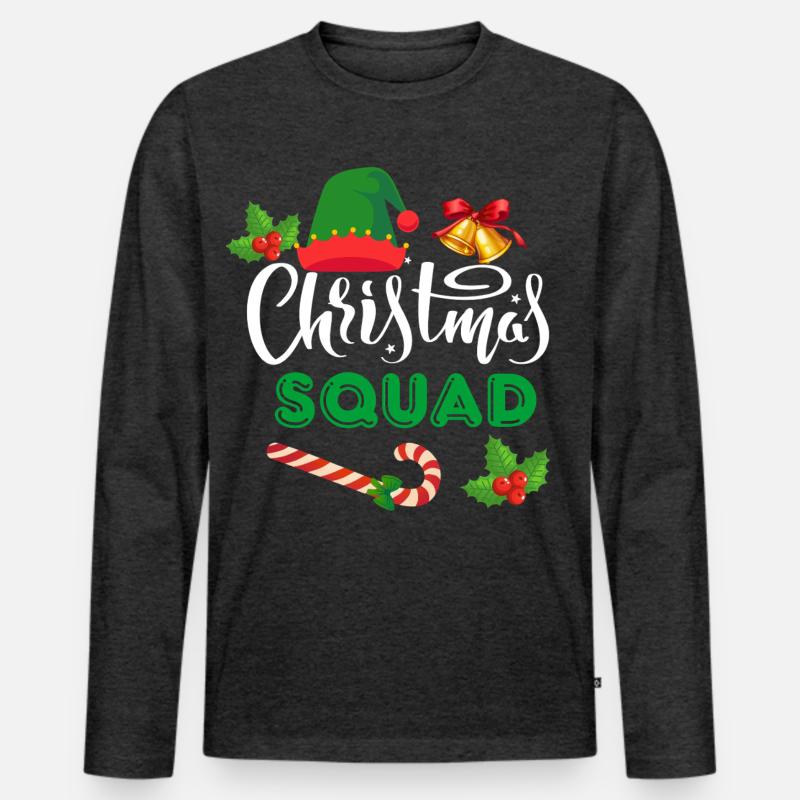 Weihnachtskader - Männer Premium Bio Langarmshirt - Anthrazit meliert