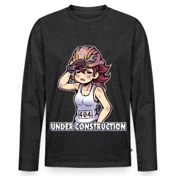 Under Construction - 404 - Männer Premium Bio Langarmshirt - Anthrazit meliert - Vorne - Nico (187cm)