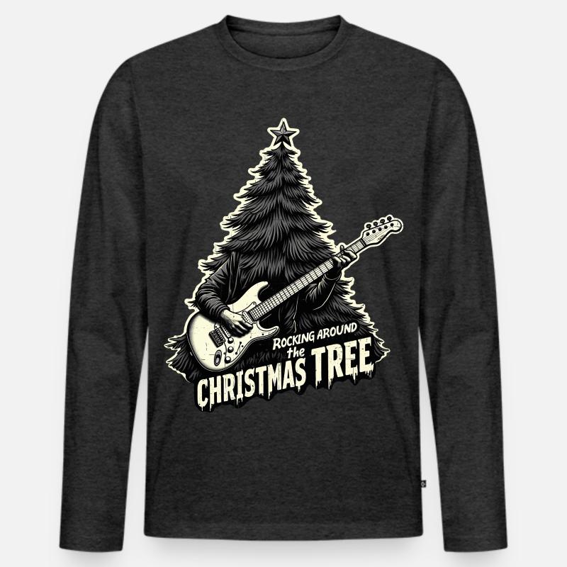 Schaukeln um den Weihnachtsbaum - Männer Premium Bio Langarmshirt - Anthrazit meliert