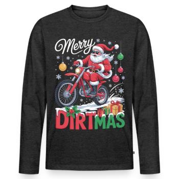 Merry Dirtmas – Motocross Weihnachts T-Shirt - Männer Premium Bio Langarmshirt - Anthrazit meliert - Vorne - Nico (187cm)