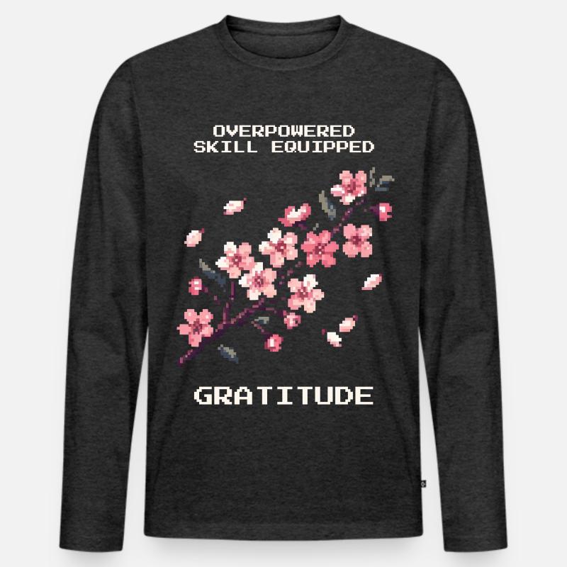 OP-Skill ausgerüstet: Dankbarkeit | Mindset, Zen - Männer Premium Bio Langarmshirt - Anthrazit meliert