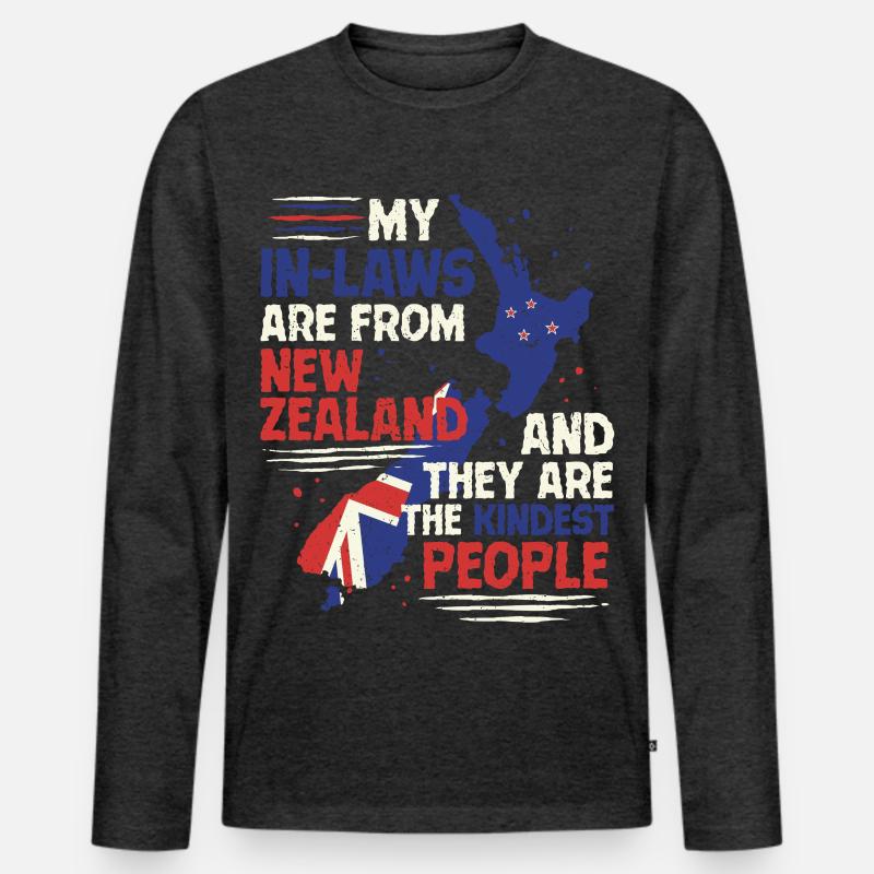 Neuseeland Verwandte Schwiegermutter - Männer Premium Bio Langarmshirt - Anthrazit meliert
