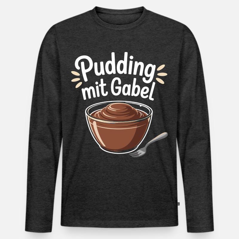Pudding Mit Gabel - Männer Premium Bio Langarmshirt - Anthrazit meliert
