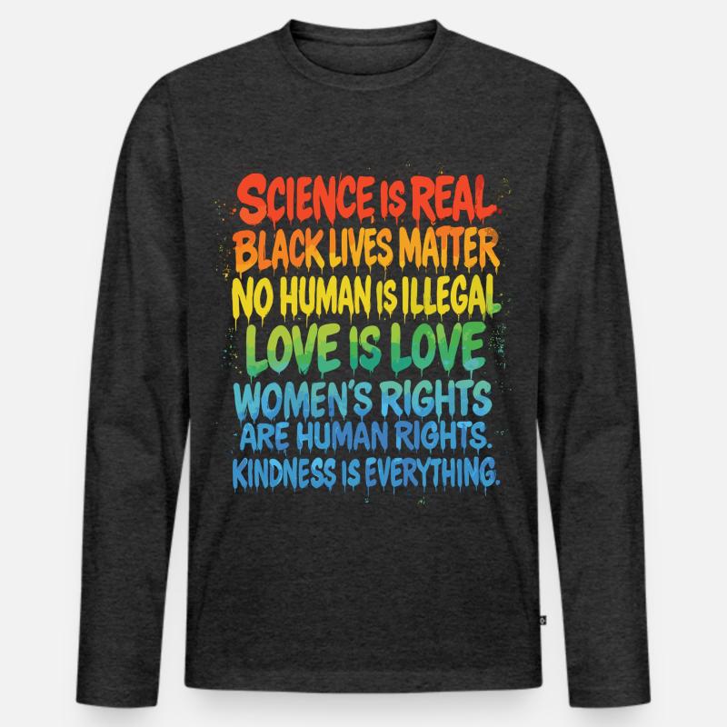 Regenbogen Statement – Human Rights Pride - Männer Premium Bio Langarmshirt - Anthrazit meliert