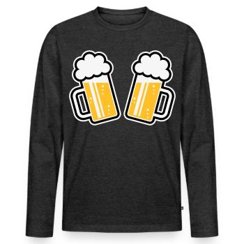 2 chopes de bière Santé ! Santé ! (Chopes de bière 3C) - T-shirt manches longues Premium bio Homme - anthracite chiné - Devant - Nico (187cm)