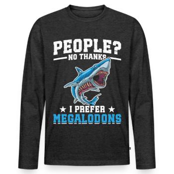  Megalodon Research Team Megalodon Shark Lover - Men's Premium Organic Long Sleeve Shirt - heather anthracite - Front - Nico (187cm)
