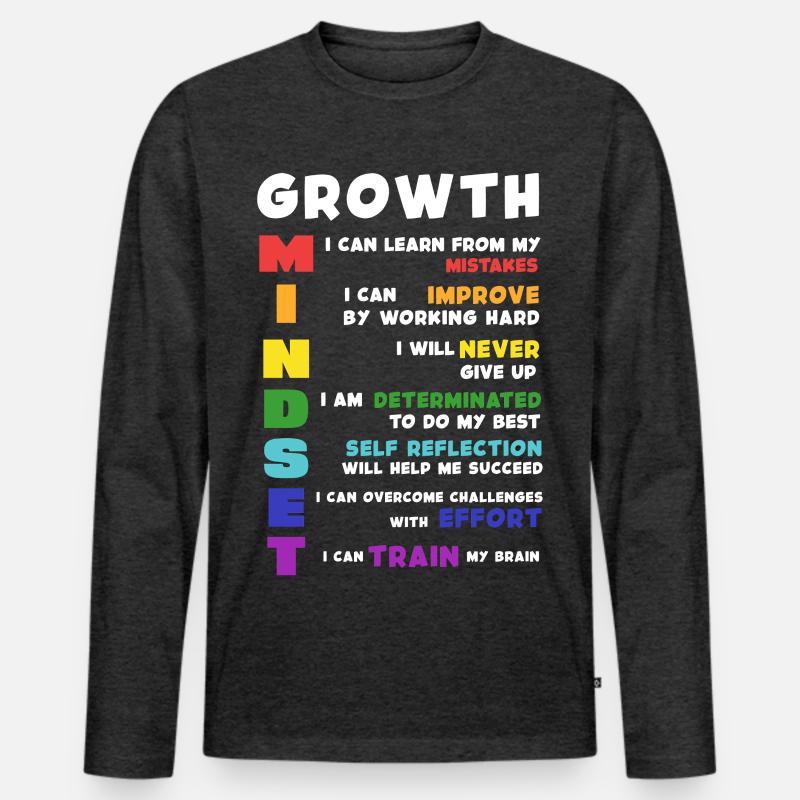 Growth Mindset Acronym Poster - Männer Premium Bio Langarmshirt - Anthrazit meliert