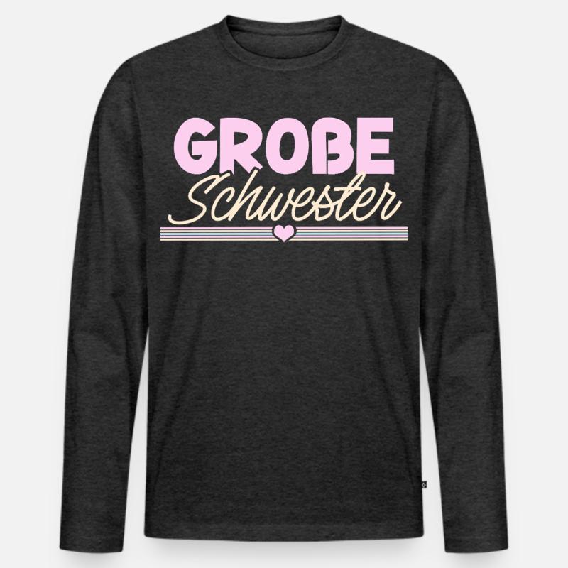 Große Schwester - Männer Premium Bio Langarmshirt - Anthrazit meliert