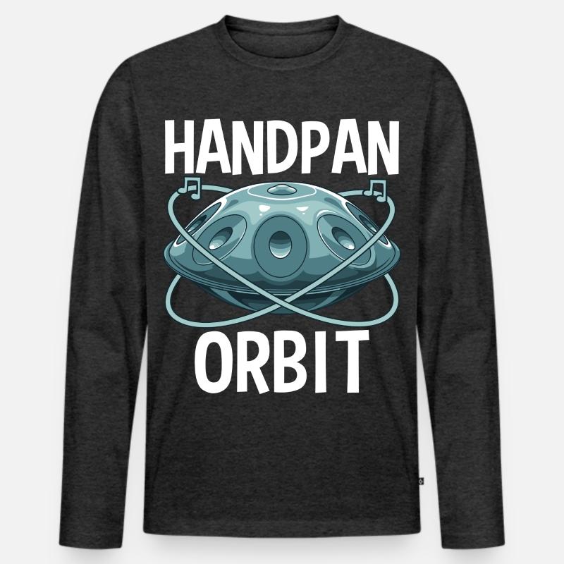 Handpan Orbit - Männer Premium Bio Langarmshirt - Anthrazit meliert