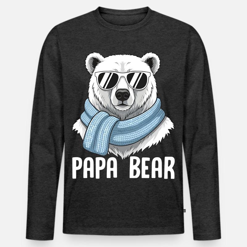 Papa Bear - Männer Premium Bio Langarmshirt - Anthrazit meliert