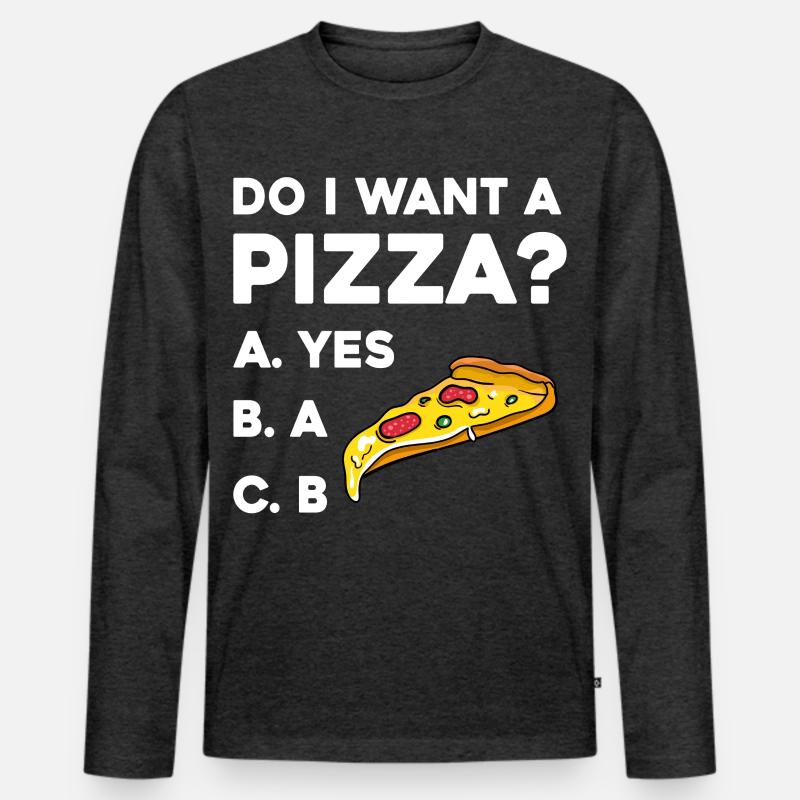 Pizza Frage: Ja oder Nein - Männer Premium Bio Langarmshirt - Anthrazit meliert