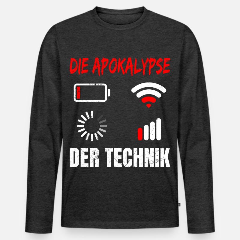 Coder DIE APOKALYPSE DER TECHNIK LUSTIG - Männer Premium Bio Langarmshirt - Anthrazit meliert