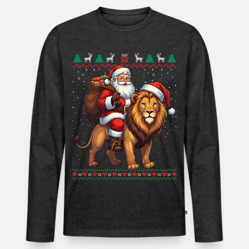 Fun Ugly Santa Weihnachtspullover - Männer Premium Bio Langarmshirt - Anthrazit meliert