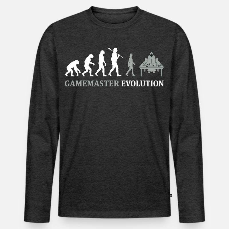 Gamemaster Evolution – Tabletop RPG Design - Männer Premium Bio Langarmshirt - Anthrazit meliert
