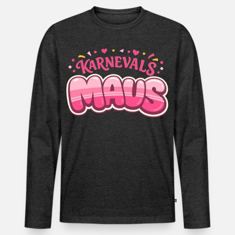 Karnevalsmaus Köln – Kölner Karneval - Männer Premium Bio Langarmshirt - Anthrazit meliert